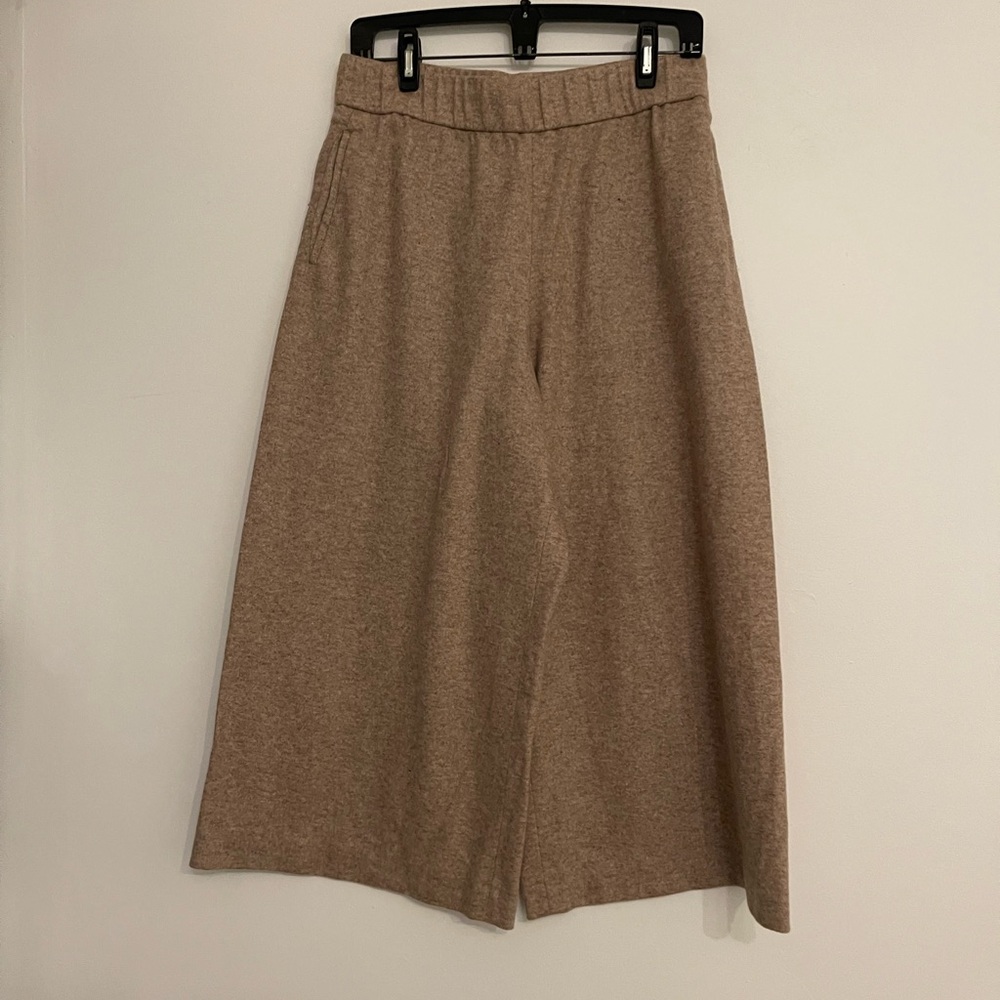 Elegant Massimo Dutti women 10 wool tan Brown Midi Cullotte skirt old money